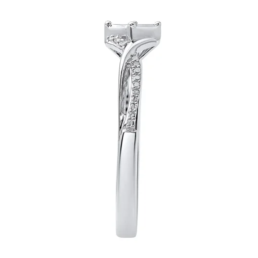 Diamond Quad-Center Bypass Promise Ring In Sterling Silver (1/5 Ct. Tw.)