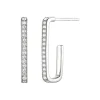 Diamond Rectangle Hoops In 10K White Gold (1/7 Ct. Tw.)