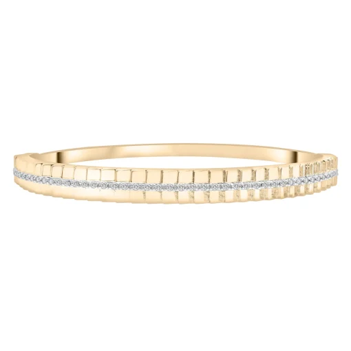 Diamond Ribbed Bangle Bracelet In Vermeil 6.5" (1/3 Ct. Tw.)