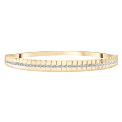 Diamond Ribbed Bangle Bracelet In Vermeil 7" (1/3 Ct. Tw.),