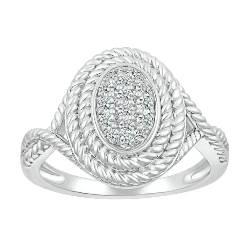 Diamond Rope Twist Ring In Sterling Silver (1/4 Ct. Tw.)