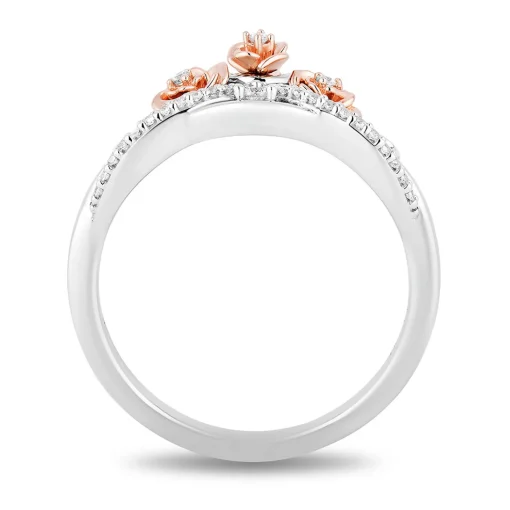 Diamond Rose Tiara "Belle" Ring In Sterling Silver & 10K Rose Gold (1/10 Ct. Tw.)