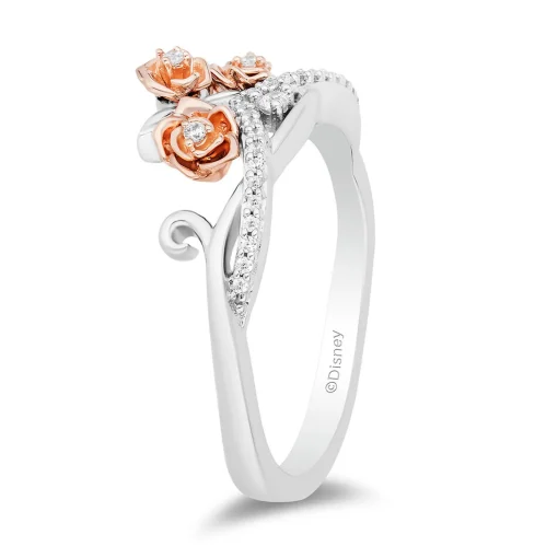 Diamond Rose Tiara "Belle" Ring In Sterling Silver & 10K Rose Gold (1/10 Ct. Tw.)