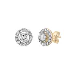 Diamond Round Halo Stud Earrings In 14K Yellow Gold (1/4 Ct. Tw.)