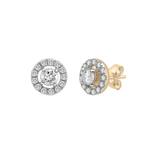 Diamond Round Halo Stud Earrings In 14K Yellow Gold (1/4 Ct. Tw.)