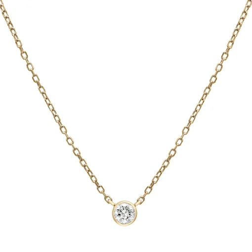 Diamond Round Solitaire Bezel-Set Pendant In 14K Yellow Gold (1/10 Ct. Tw.)