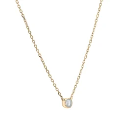 Diamond Round Solitaire Bezel-Set Pendant In 14K Yellow Gold (1/10 Ct. Tw.)