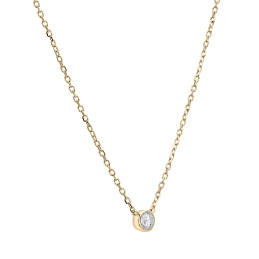 Diamond Round Solitaire Bezel-Set Pendant In 14K Yellow Gold (1/10 Ct. Tw.)