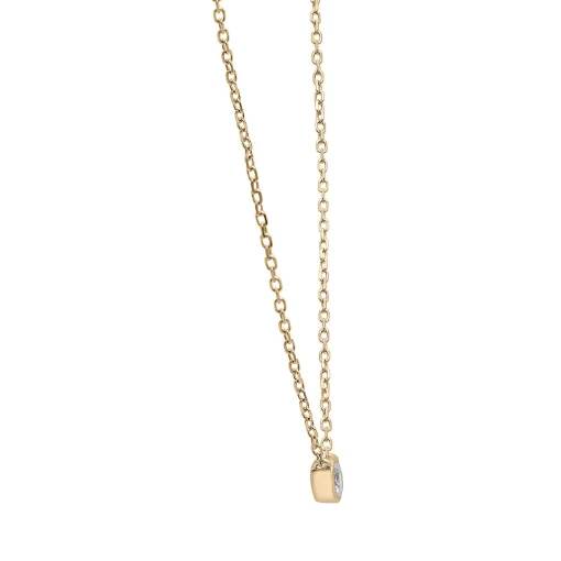 Diamond Round Solitaire Bezel-Set Pendant In 14K Yellow Gold (1/10 Ct. Tw.)