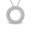 Diamond Scalloped Circle Two-Row Pendant In 10K White Gold (1/2 Ct. Tw.)
