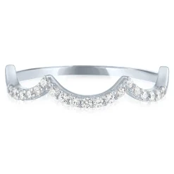 Diamond Scalloped Stack Band In 10K White Gold (1/7 Ct. Tw.)