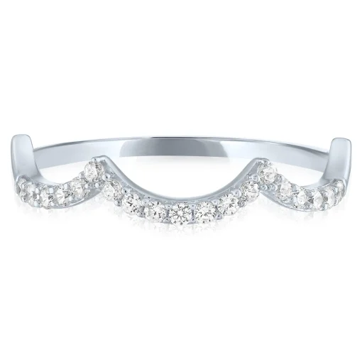 Diamond Scalloped Stack Band In 10K White Gold (1/7 Ct. Tw.)