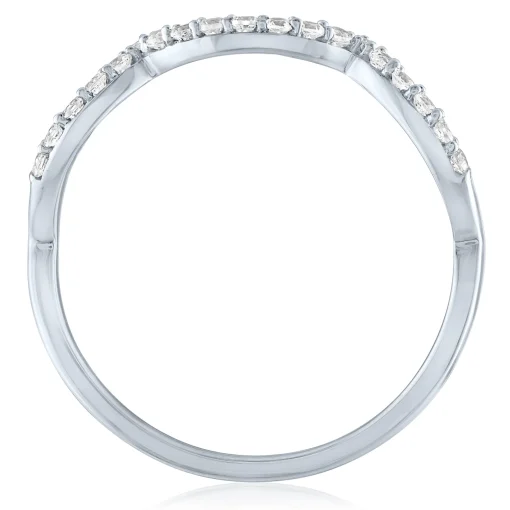 Diamond Scalloped Stack Band In 10K White Gold (1/7 Ct. Tw.)
