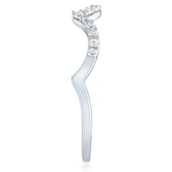 Diamond Scalloped Stack Band In 10K White Gold (1/7 Ct. Tw.)