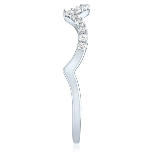 Diamond Scalloped Stack Band In 10K White Gold (1/7 Ct. Tw.)
