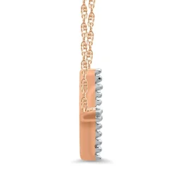 Diamond Sideways Cross Necklace In 10K Rose Gold