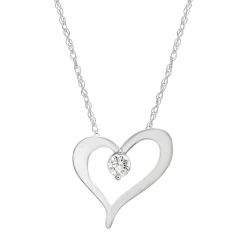 Diamond Single Stone Heart Pendant In 10K White Gold (1/10 Ct. Tw.)