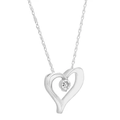 Diamond Single Stone Heart Pendant In 10K White Gold (1/10 Ct. Tw.)