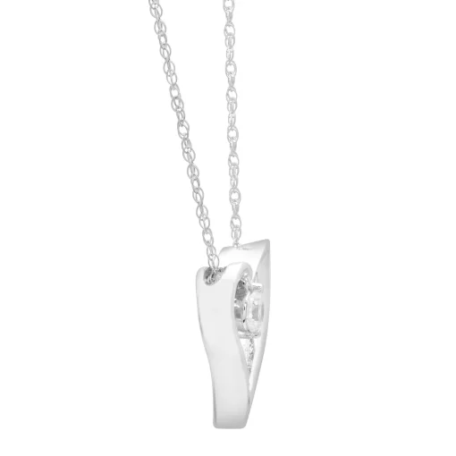 Diamond Single Stone Heart Pendant In 10K White Gold (1/10 Ct. Tw.)