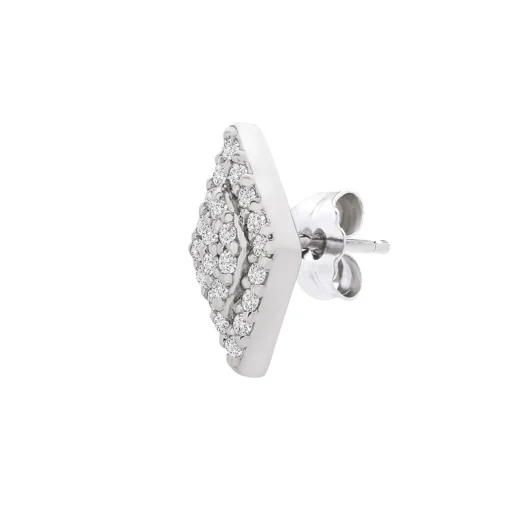 Diamond Single Stud Earring In 10K White Gold