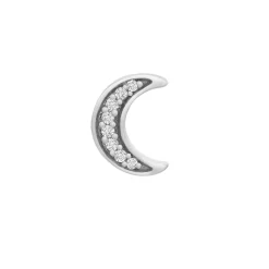 Diamond Single Stud Moon Earring In 10K White Gold