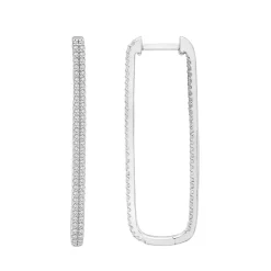 Diamond Square Two-Row Hoop Earrings In 10K White Gold (1 Ct. Tw.)