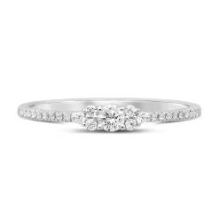 Diamond Stacking Ring With Side-Stone Clusters In 10K White Gold (1/5 Ct. Tw.)