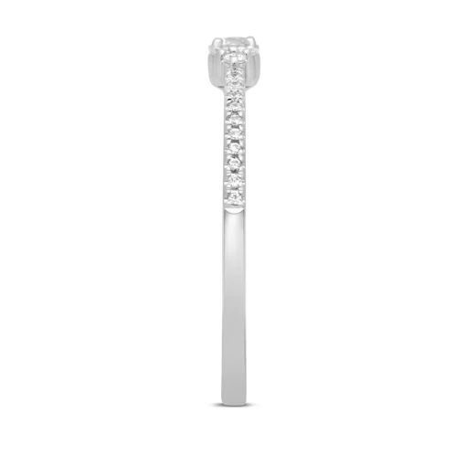 Diamond Stacking Ring With Side-Stone Clusters In 10K White Gold (1/5 Ct. Tw.)