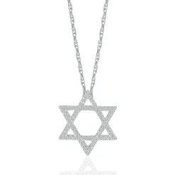 Diamond Star Of David Pendant In 10K White Gold (1/10 Ct. Tw.)