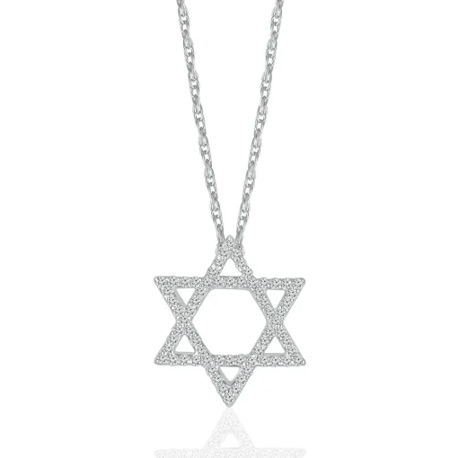 Diamond Star Of David Pendant In 10K White Gold (1/10 Ct. Tw.)
