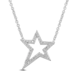 Diamond Star Pendant In Sterling Silver (1/10 Ct. Tw.)