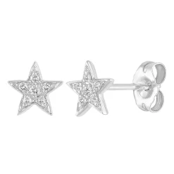 Diamond Star Stud Earrings In 10K White Gold
