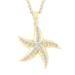 Diamond Starfish Pendant In 10K Yellow Gold (1/4 Ct. Tw.)