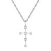 Diamond Studded Cross Pendant In Sterling Silver (1/10 Ct. Tw.)