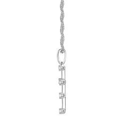 Diamond Studded Cross Pendant In Sterling Silver (1/10 Ct. Tw.)