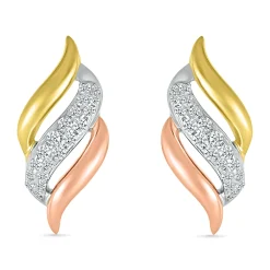Diamond Swirl Earrings In Tri-Tone 10K Gold (1/7 Ct. Tw.)
