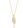 Diamond Swirl Pendant In Tri-Tone 10K Gold (1/7 Ct. Tw.)