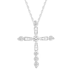 Diamond Tapered Cross In 10K White Gold (1/5 Ct. Tw.)