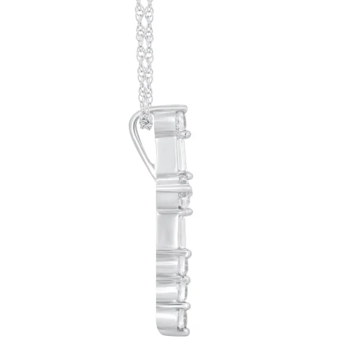 Diamond Tapered Cross In 10K White Gold (1/5 Ct. Tw.)