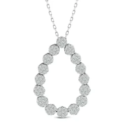 Diamond Teardrop Pendant In 10K White Gold (1 Ct. Tw.)