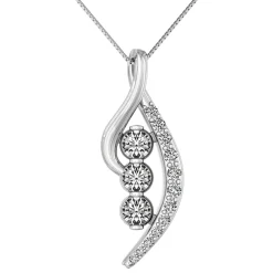 Diamond Three-Stone Pendant In 14K White Gold (5/8 Ct. Tw.)