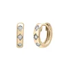 Diamond Three-Stone Starburst Huggie Hoop Earrings In Vermeil (1/7 Ct. Tw.)