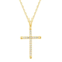 Diamond Tipped Cross Pendant In 10K Yellow Gold (1/8 Ct. Tw.)