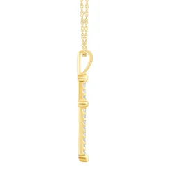 Diamond Tipped Cross Pendant In 10K Yellow Gold (1/8 Ct. Tw.)
