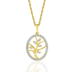 Diamond Tree Of Life Pendant In 10K Yellow Gold (1/10 Ct. Tw.)