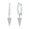 Diamond Triangle Drop Hoop Earrings In 10K White Gold
