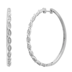 Diamond Twist Hoop Earrings In Sterling Silver (1/10 Ct. Tw.)