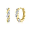 Diamond Twisted Huggie Hoop Earrings In 10K Yellow Gold (1/10 Ct. Tw.)