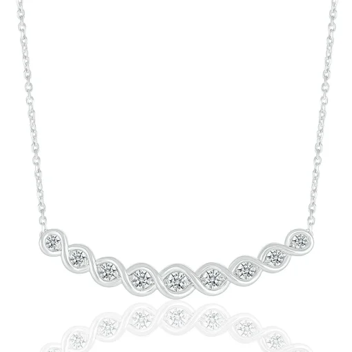Diamond Twisted Smile Necklace In Sterling Silver (3/8 Ct. Tw.)