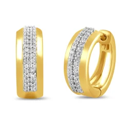 Diamond Two-Row Hoop Earrings In 10K Yellow Gold (1/7 Ct. Tw.)
